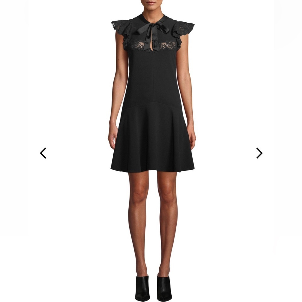 NEW Rebecca Taylor Sleeveless Crepe Tie-Neck Lace Short Dress size 6